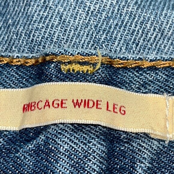 LEVI'S BIG E WEDGIE WIDE LEG ALTERED RAW HEM HIGH WAISTED BLUE JEANS -W 25 L 27 - Picture 9 of 12